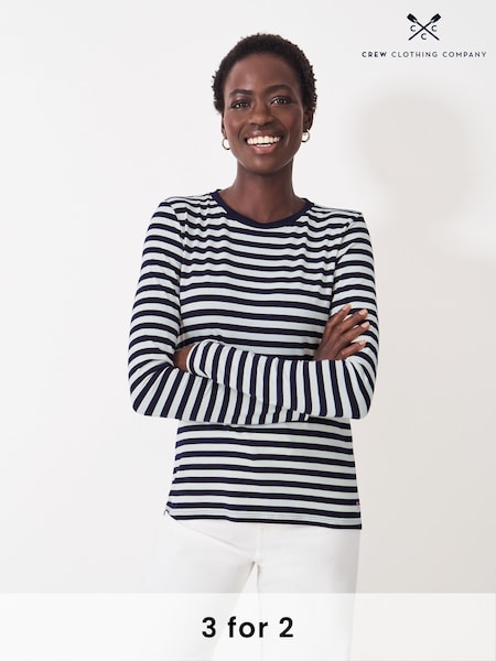Crew Clothing Blue Modal Blend Super Soft Crew Neck Top (F05470) | £32