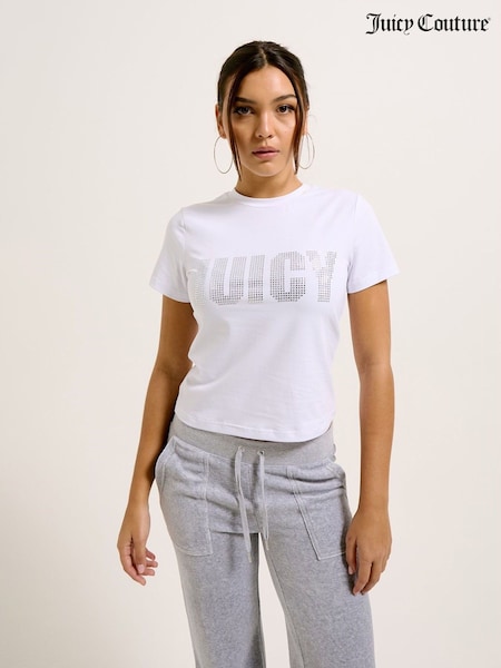 Juicy Couture White Impact Juicy Logo Short Sleeve Top (F05492) | £40