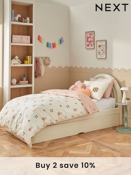 Soft Cosy Boucle Ivory Kids Rainbow Upholstered Trundle Bed (F05634) | £635