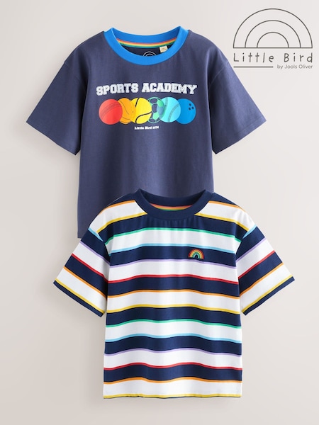 Little Bird by Jools Oliver Blue Oversized 100% Cotton Short Sleeve T-Shirts 2 Pack (F05653) | £20