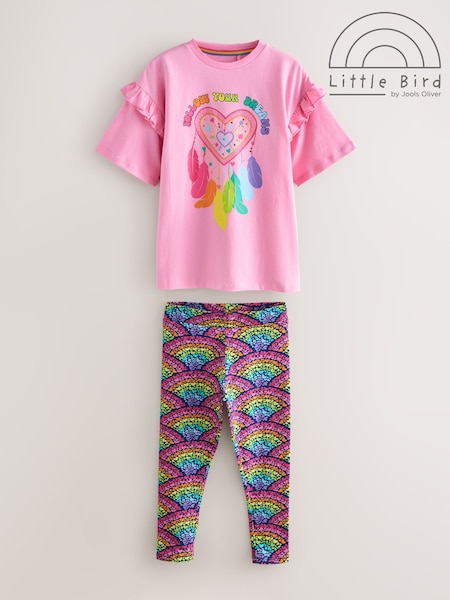 Little Bird by Jools Oliver Pink Rainbow T-Shirt and Leggings Set (F05814) | £26 - £34