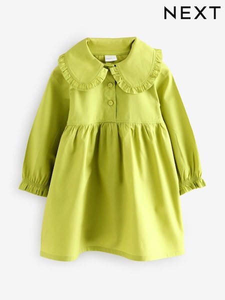 Green Long Sleeve Collar 100% Cotton Dress (F05824) | £9 - £10