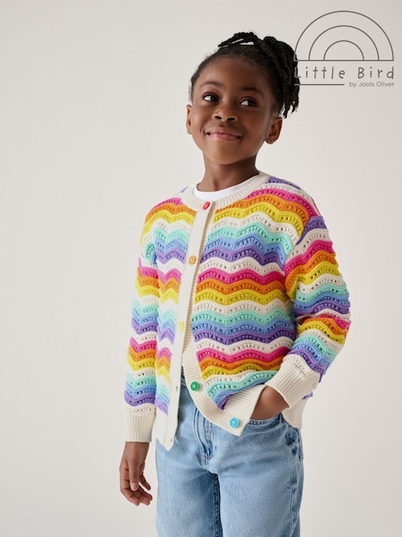Little Bird by Jools Oliver Multi 100% Cotton Wavy Stripe Knitted Cardigan (F05833) | £0
