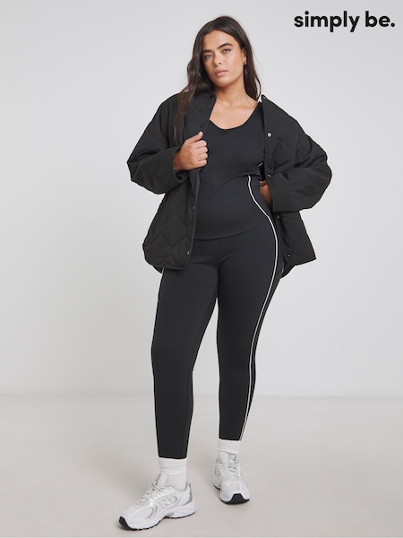 Simply Be Black Piping Active Leggings (F05921) | £32
