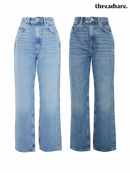 Threadbare Blue Wide Straight Leg Jeans 2 Pack (F05941) | £60