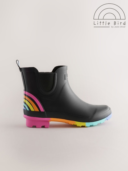 Little Bird by Jools Oliver Black Adults Rainbow Welly Boots (F05989) | £36