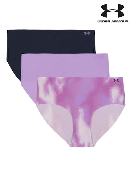 Under Armour Purple Pure Strech No Show Print Hipsters 3 Pack (F06131) | £26