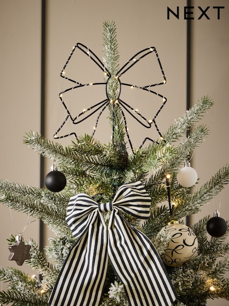 Black Light Up Bow Christmas Tree Topper (F06267) | £12