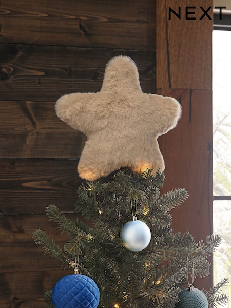 Natural Faux Fur Star Christmas Tree Topper (F06268) | £12
