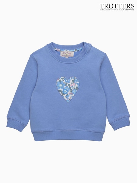 Trotters London Blue Little Liberty Betsy Heart Sweatshirt (F06299) | £42