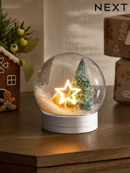 White Light Up Snowglobe Christmas Ornament (F06400) | £14