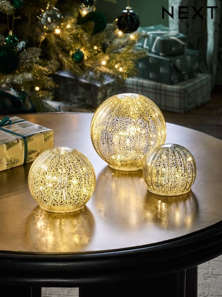 Set of 3 Metallic Glass Light Up Orbs (F06408) | £30