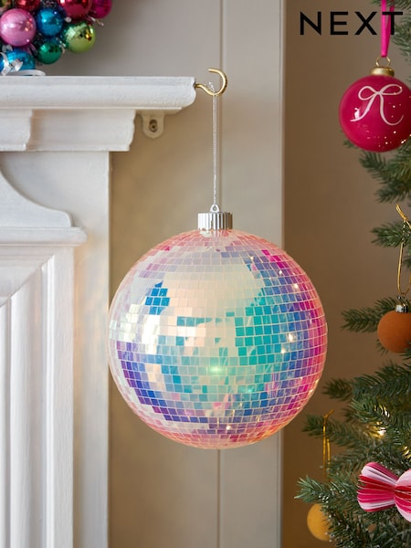 Iridescent Light Up Disco Ball Ornament (F06410) | £25
