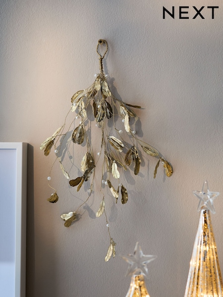 Gold Mistletoe Christmas Decoration (F06427) | £10