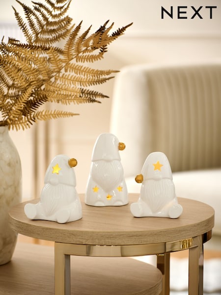 Set of 3 White Light Up Gonk Ornaments (F06431) | £20