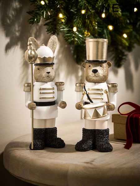 Set of 2 White Rosie and Bertie Nutcracker Christmas Ornaments (F06439) | £22