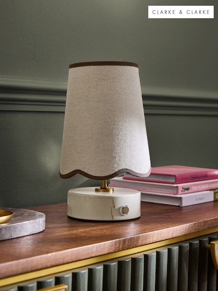 Clarke and Clarke Cream/White Isla Rechargeable Wireless Touch Lamp (F06474) | £50