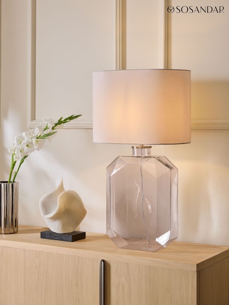 Sosandar White/Clear Glass Geo Table Lamp (F06476) | £195