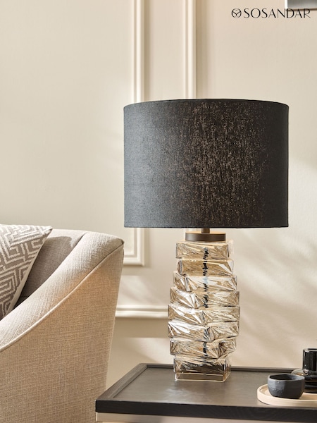 Sosandar Black Stacked Glass Table Lamp (F06491) | £90