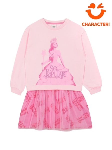 Character Pink Wicked Glinda The Good Witch Glitter Sweatshirt Dress (F06588) | £20
