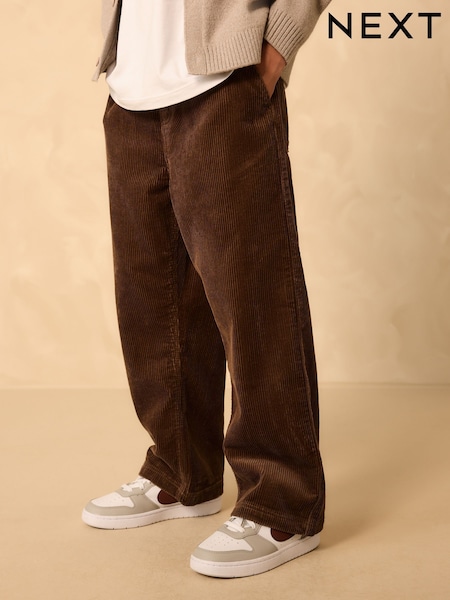 Brown Wide Fit Corduroy Pull On Trousers (3-16yrs) (F06607) | £12 - £17
