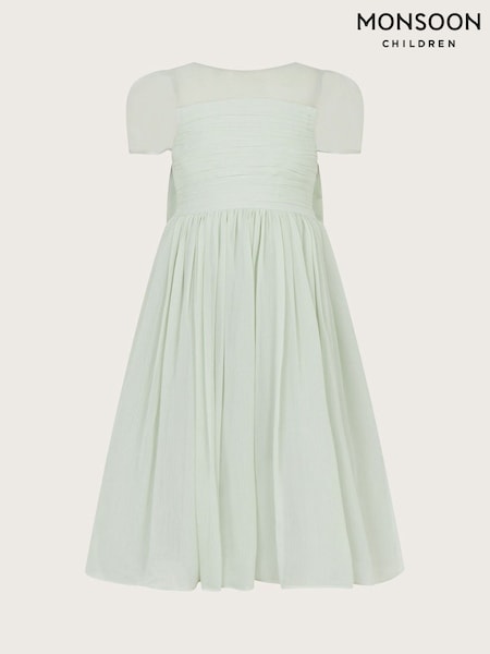 Monsoon Green Claire Crinkle Chiffon Dress (F06637) | £52 - £62