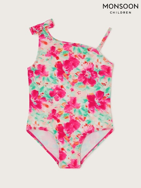 Monsoon Blue Tropical Floral Asymmetrical Swimsuit (F06645) | £19 - £23