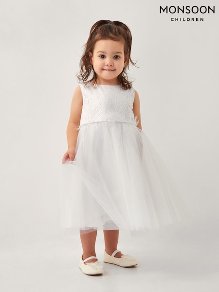 Monsoon Natural Baby Alianthe Bow Dress (F06653) | £48 - £53
