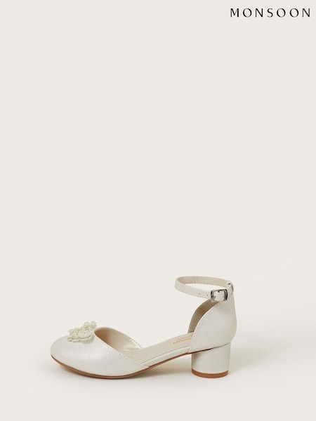 Monsoon Silver Floral Print Butterfly Two Part Heels (F06658) | £29 - £33