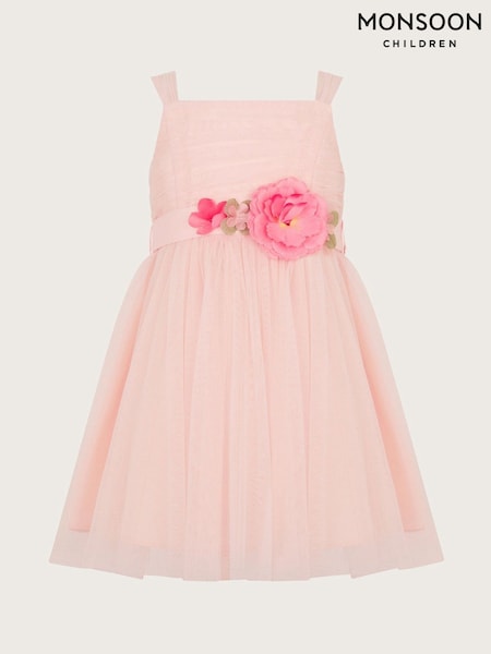 Monsoon Pink Baby Fleur Flower Belt Tulle Dress (F06679) | £48 - £53
