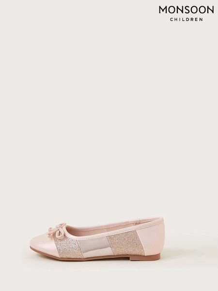 Monsoon Pink Glitter Block Ballet Flats (F06689) | £29 - £33
