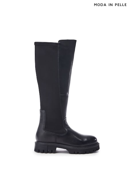 Moda in Pelle Palapi Knee High Leather Long Black Boots (F06742) | £179