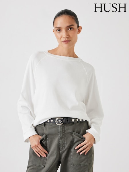 Hush White Matilda 100% Cotton Raglan T-Shirt (F06775) | £40