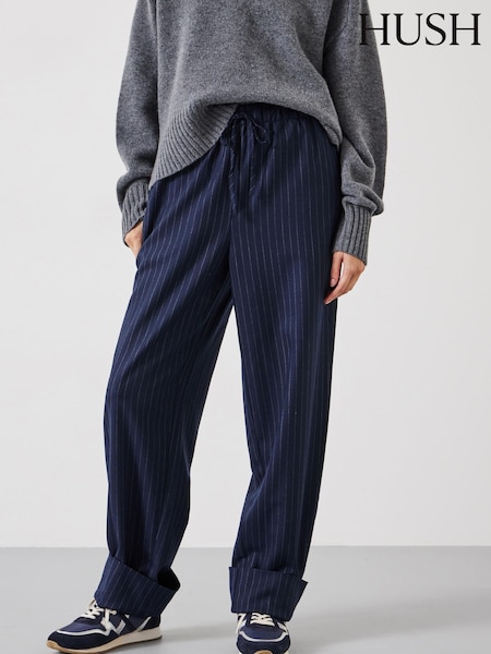 Hush Blue Pinstripe Wool Blend Trousers (F06797) | £110