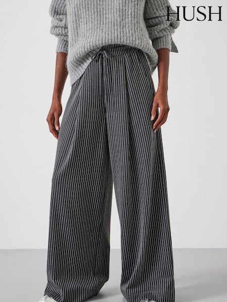 Hush Grey Pinstripe Wide Leg Joggers (F06802) | £75