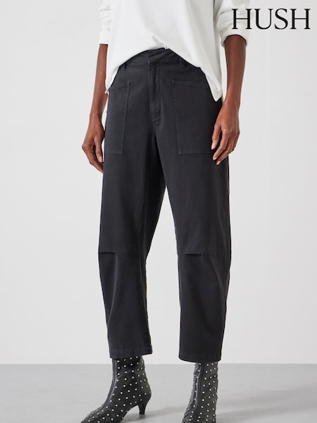 Hush Grey Cordi Barrel Leg Trousera (F06806) | £90