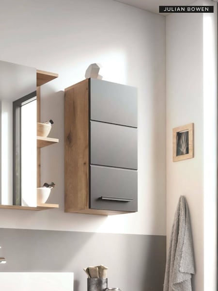 Julian Bowen Viking Oak Black Vista Wall Cabinet (F06868) | £125