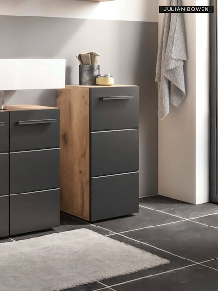Julian Bowen Viking Oak Black Vista Storage Cabinet (F06869) | £130