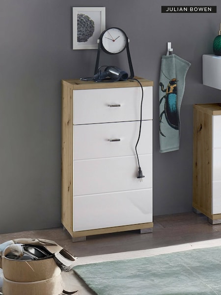 Julian Bowen Artisan Oak White Pool Storage Cabinet (F06881) | £150