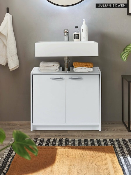 Julian Bowen White Smash Under Sink Cabinet (F06887) | £90