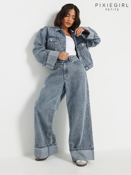 PixieGirl Petite Blue Fold Over 100% Cotton Jacket (F06939) | £45