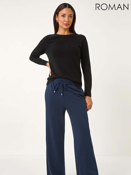 Roman Blue Wide Leg Ponte Trousers (F07034) | £40