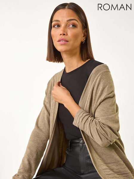 Roman Natural Stitch Detail Hem Knit Cardigan (F07038) | £42