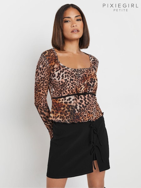 PixieGirl Petite Black Tie Bow Mini Skirt (F07253) | £31
