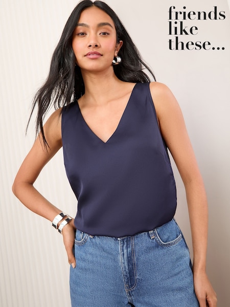 Friends Like These Navy V-Neck Shell Top (F07365) | £23