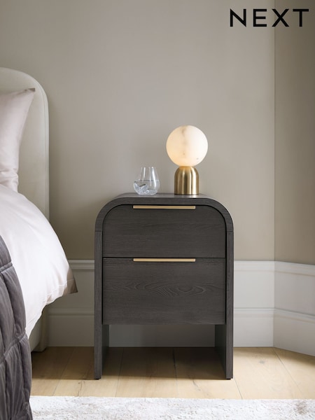 Dark Natural Mia Oak Effect 2 Drawer Bedside Table (F07386) | £199