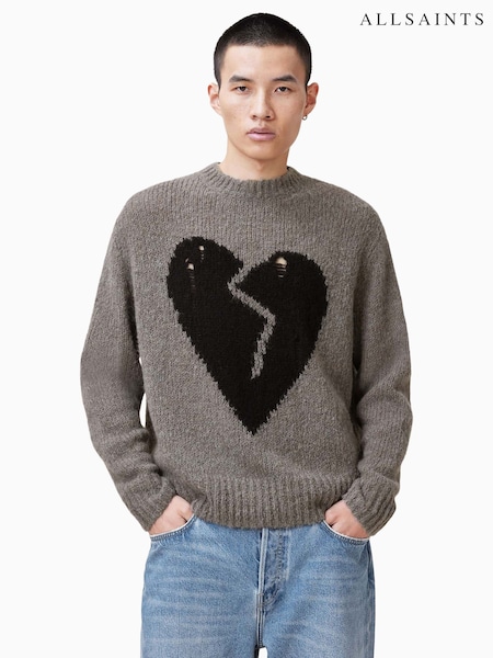 AllSaints Grey Luvheart Crew Jumper (F07413) | £169