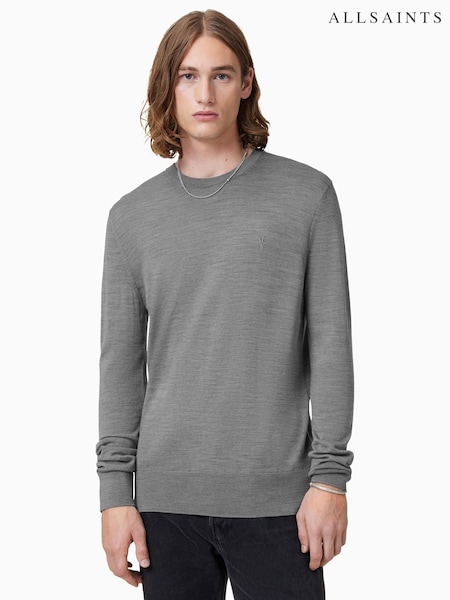 AllSaints Grey Mode Merino Crew Jumper (F07426) | £105