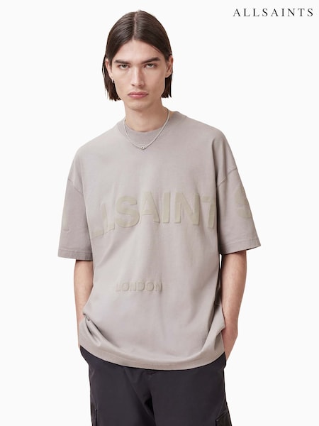 AllSaints Brown Biggy Short Sleeve Crew Neck T-Shirt (F07481) | £59