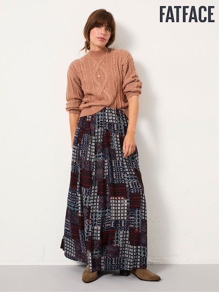 FatFace Navy Blanket Maxi Skirt (F07530) | £60
